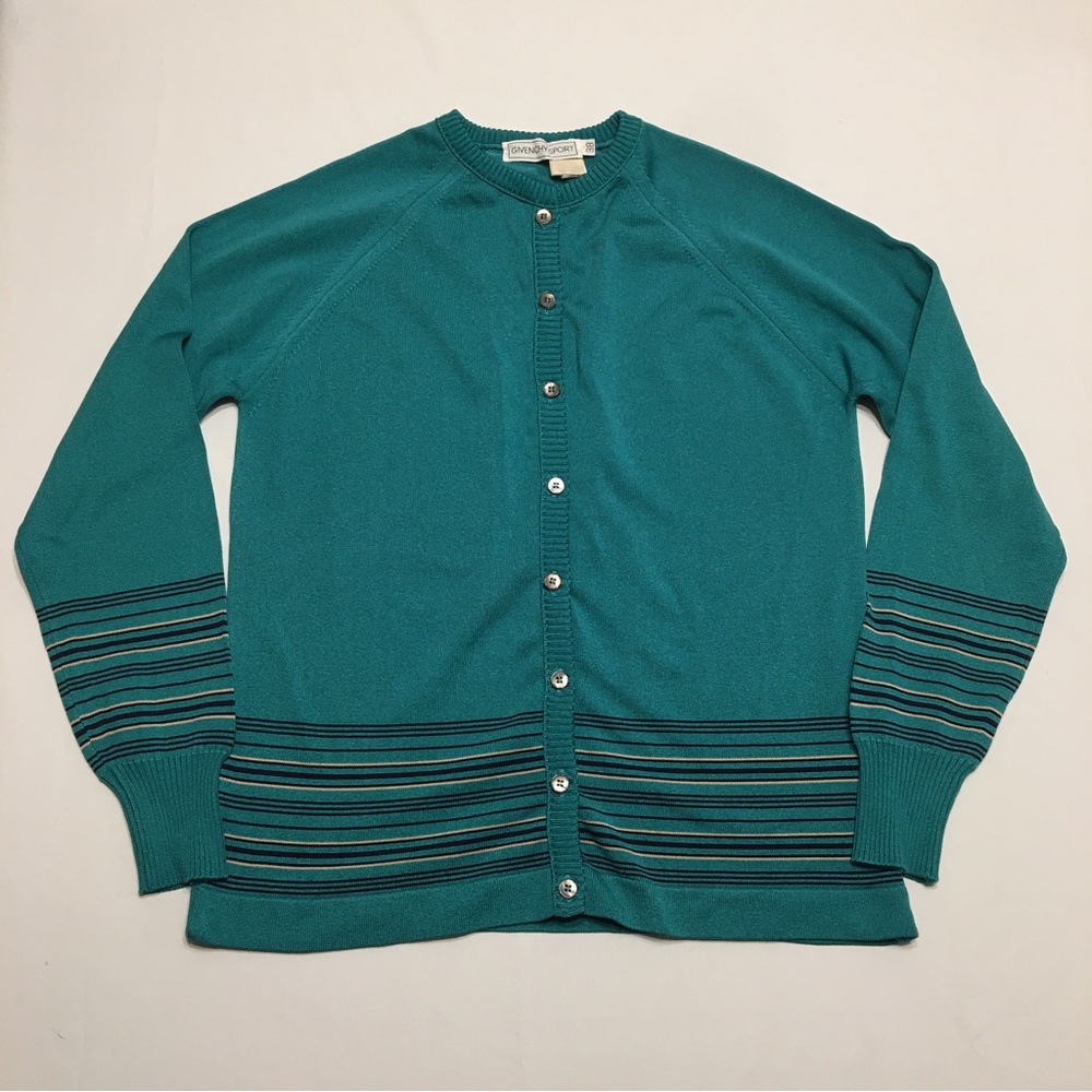 Givenchy Sport Vintage Teal Cardigan Sweater Size 38